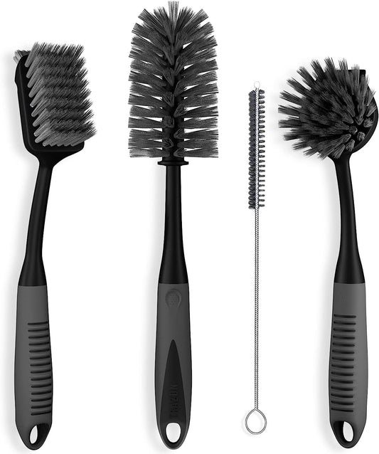 Dish Brush Set of 4 with Bottle Water Brush, Dish Scrub Brush, Scrubber Brush and Straw Brush