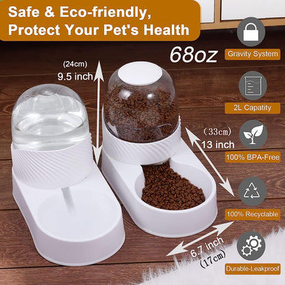 Automatic Dog Cat Feeder and Water Dispenser Set