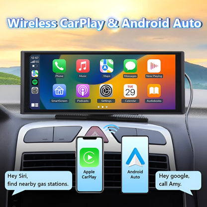 Portable Wireless Carplay Screen Stereo 10.3 inch HD