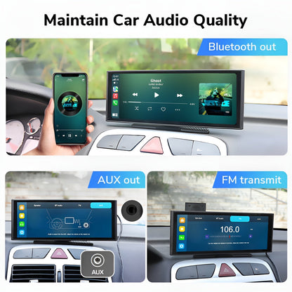 Portable Wireless Carplay Screen Stereo 10.3 inch HD