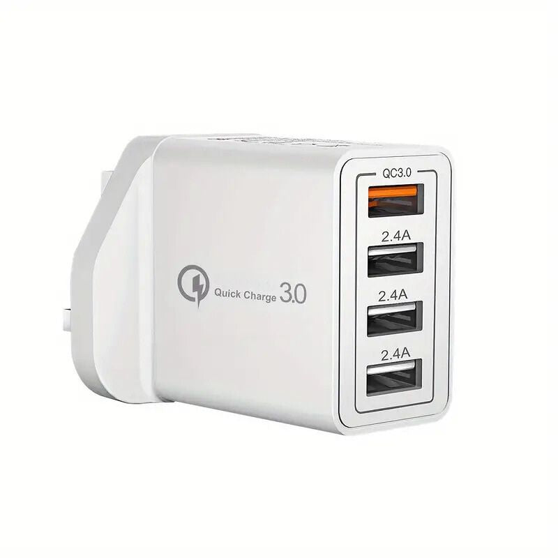 4-Port USB Fast Charger - UK Plug