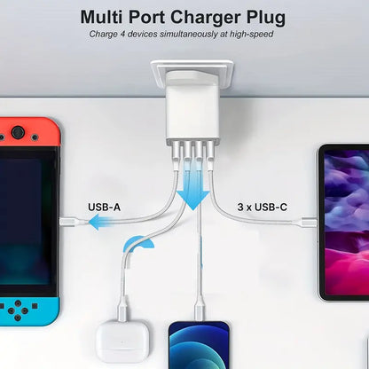 4-Port USB Fast Charger - UK Plug