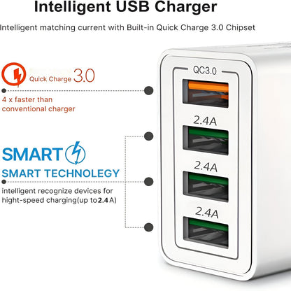 4-Port USB Fast Charger - UK Plug