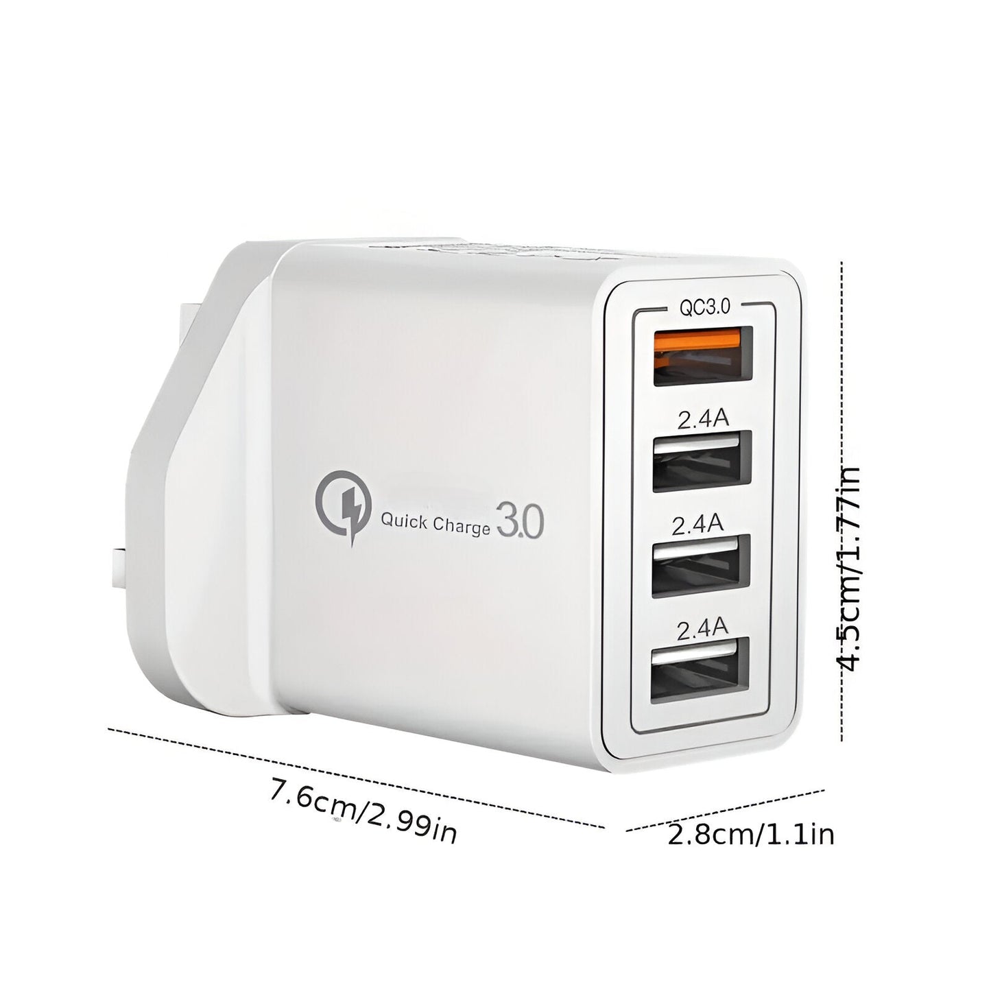 4-Port USB Fast Charger - UK Plug